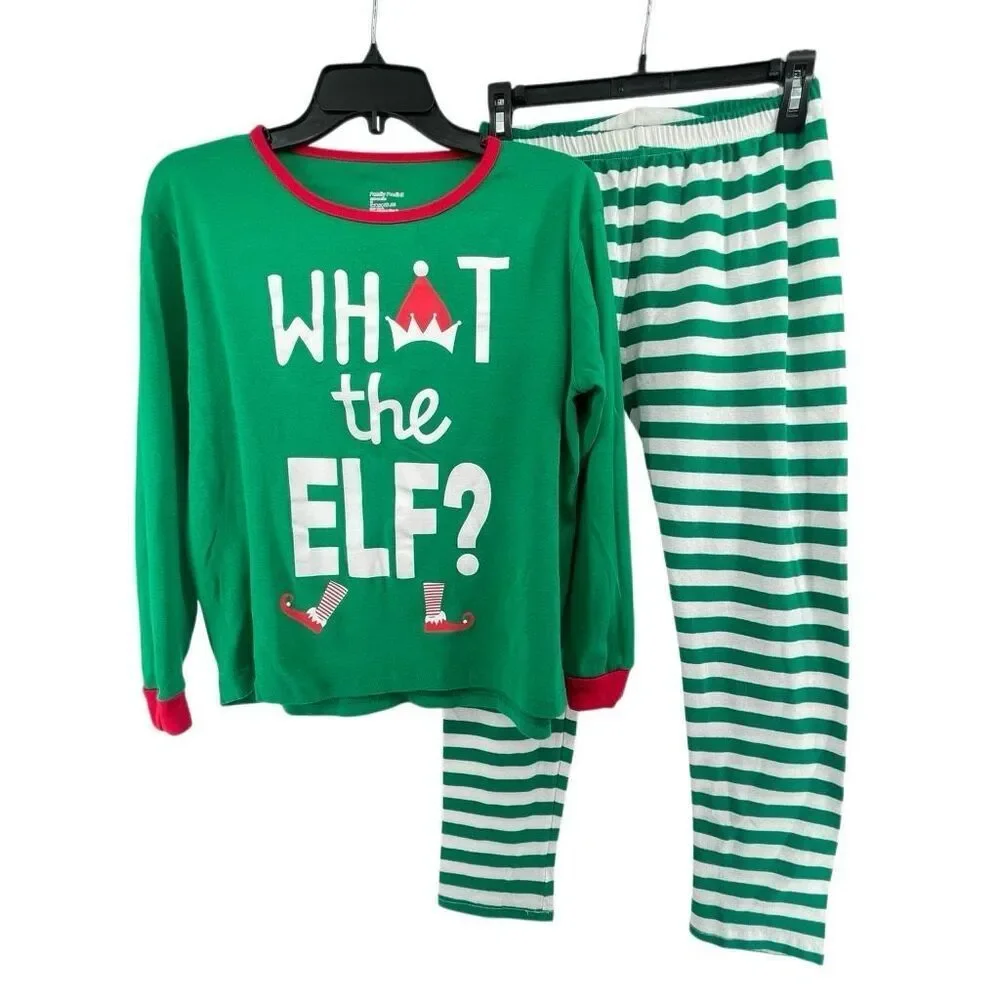Family Feeling What The Elf Christmas Lounge Pajama Set Green Medium Cotton